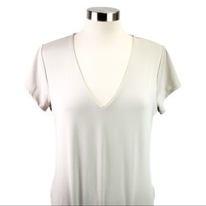 Express Light Gray V-Neck Short Sleeve Bodysuit